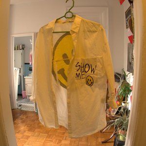 ZARA Smily face white button down shirt (USA XS)